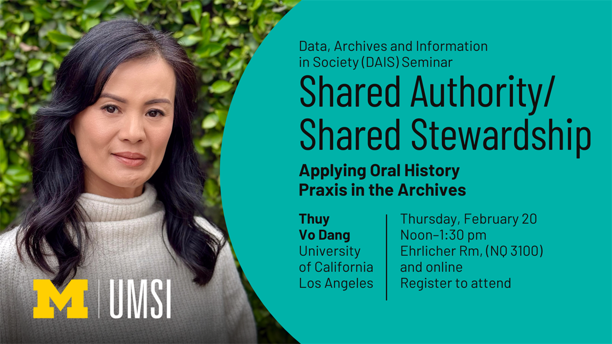 Graphic with information for talk by Thuy Vo Dang on Feb 20, 2025, available via zoom - noon eastern time